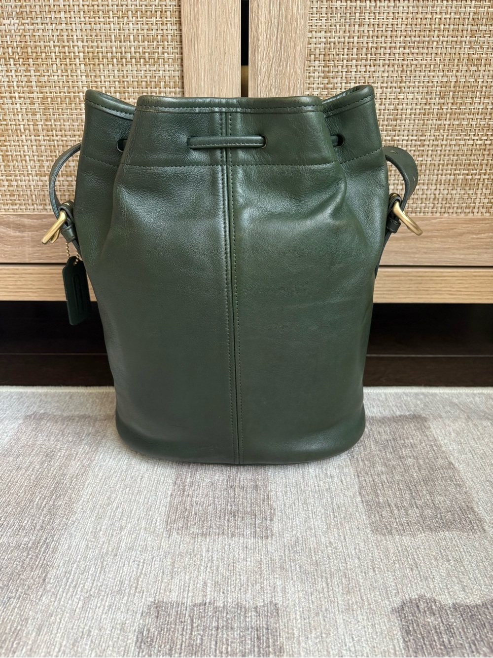 COACH Vintage Thompson Drawstring Bottle Green Bucket Bag Shoulder Bag 4151 - Picture 2 of 13